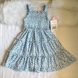 Rare Editions Light Blue Floral Ditsy Pattern With Ruffled Tiers Size 2T/2.